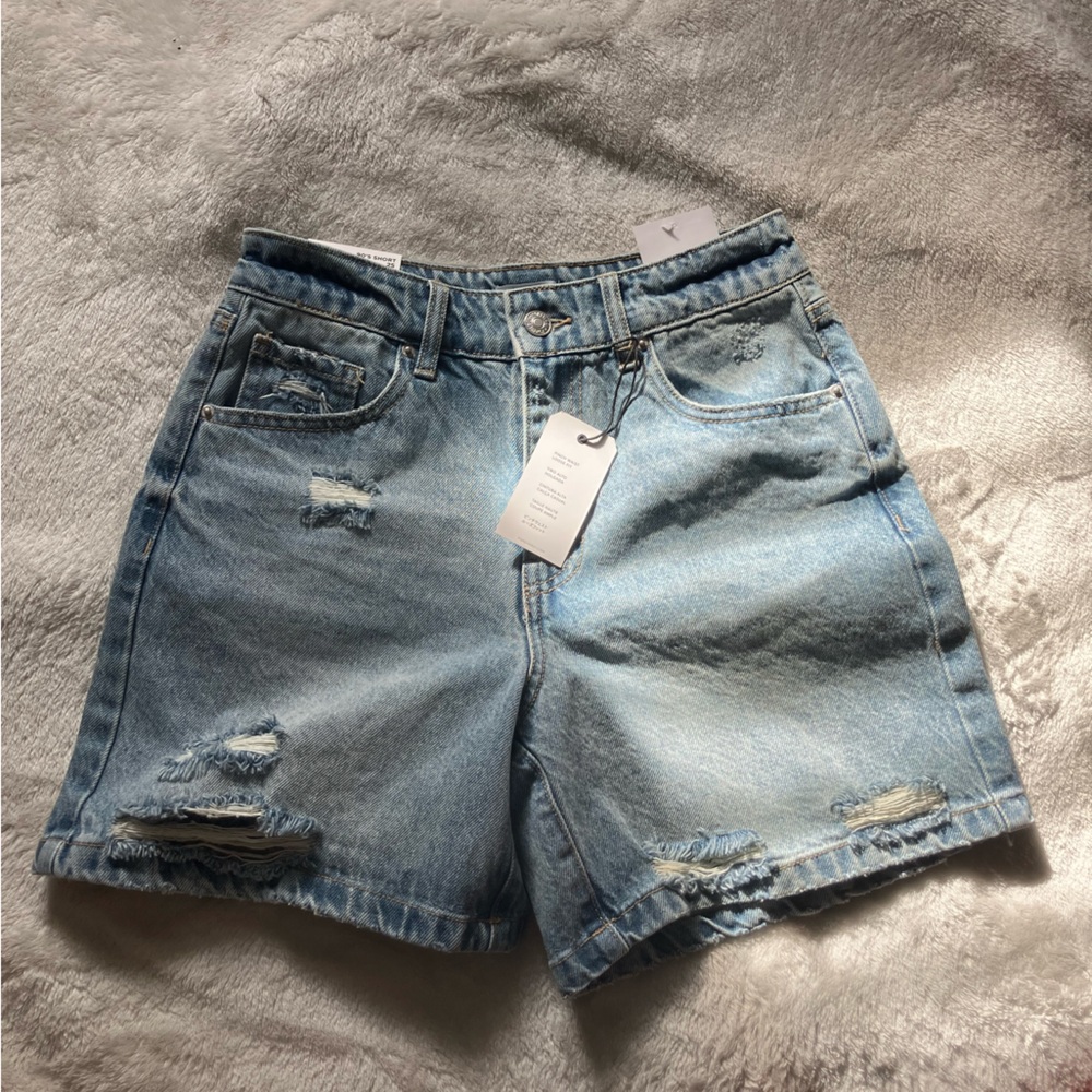 Distressed Blue Denim Shorts